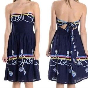 Rare! Anthropologie designer Wakana Koike nautical strapless dress 4